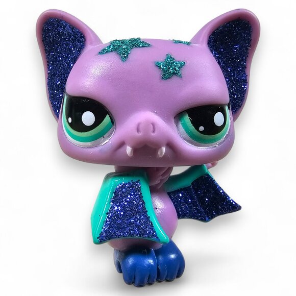 Hasbro Littlest Pet Shop #2142 Bat Purple Blue Sparkle Glitter Pretty Pairs LPS - Picture 1 of 10
